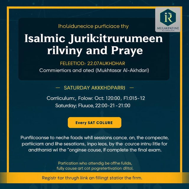 Online course on Islamic jurisprudence covering the topics of purification and prayer, emphasizing the Maliki school of thought