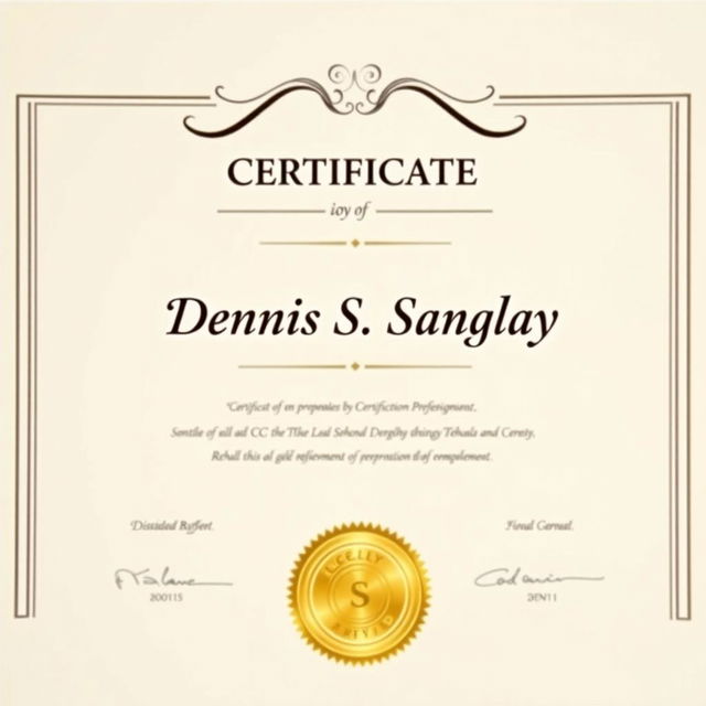 A professional-looking certificate featuring an elegant design, with a gold foil seal at the bottom