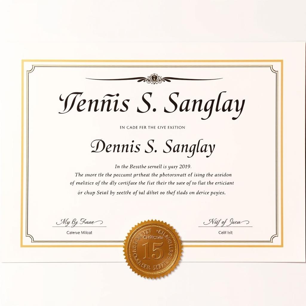 A professional-looking certificate featuring an elegant design, with a gold foil seal at the bottom