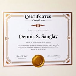 A professional-looking certificate featuring an elegant design, with a gold foil seal at the bottom