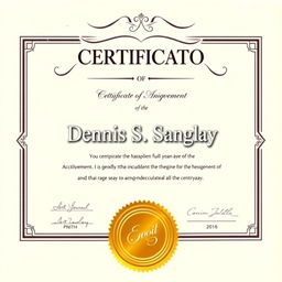 A professional-looking certificate featuring an elegant design, with a gold foil seal at the bottom