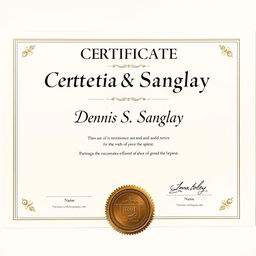 A professional-looking certificate featuring an elegant design, with a gold foil seal at the bottom