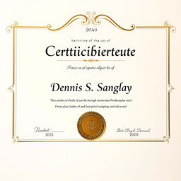 A professional-looking certificate featuring an elegant design, with a gold foil seal at the bottom