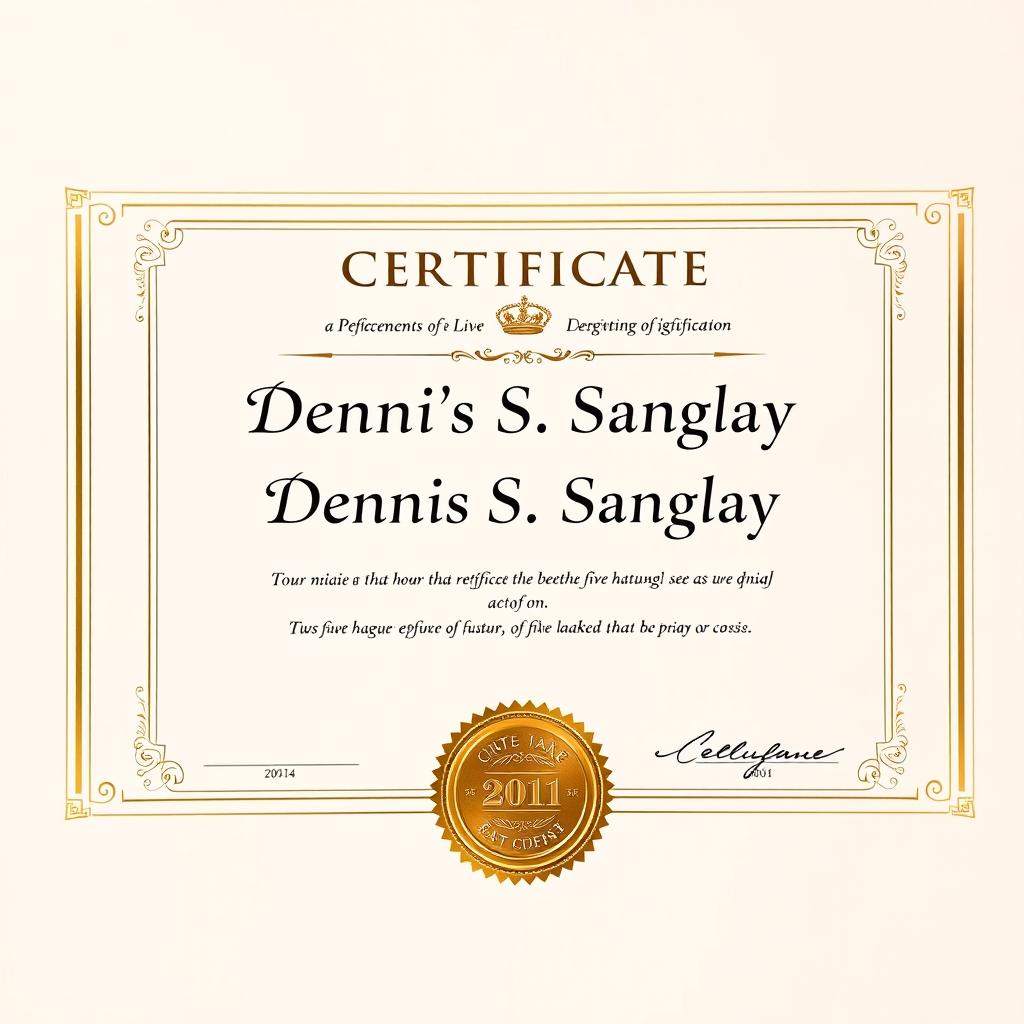 A professional-looking certificate featuring an elegant design, with a gold foil seal at the bottom