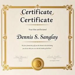 A professional certificate with an elegant design, complete with decorative borders and a gold foil seal at the bottom