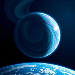 A stunning visual of an alien planet named OR2 approaching Earth