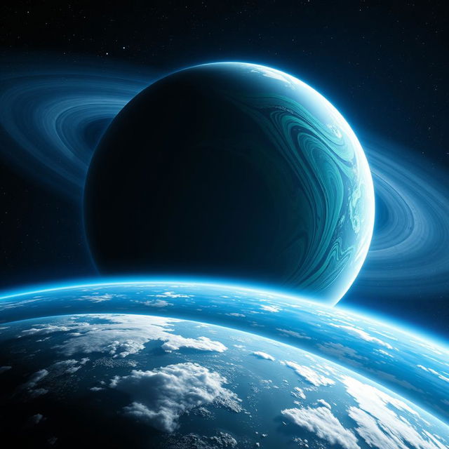 A stunning visual of an alien planet named OR2 approaching Earth