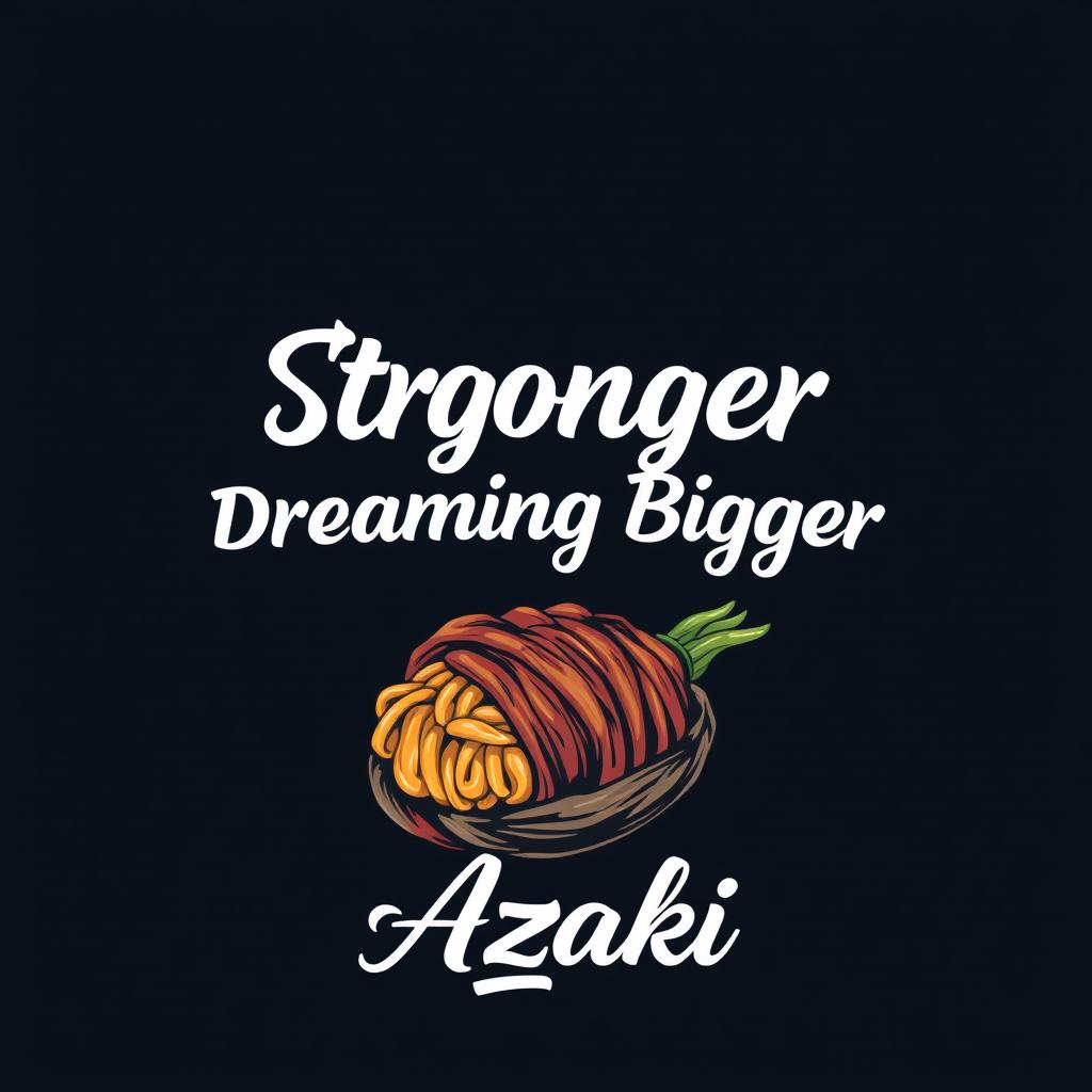 A custom t-shirt design featuring the text 'Stronger Together, Dreaming Bigger' prominently displayed in an inspiring and bold font