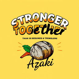 A custom t-shirt design featuring the text 'Stronger Together, Dreaming Bigger' prominently displayed in an inspiring and bold font