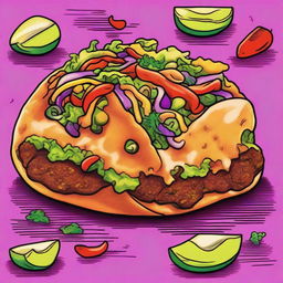 A vibrant, high-quality drawing of a taco, crafted using coloured sharpie markers