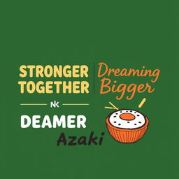 A stylish t-shirt design featuring the inspirational phrases "Stronger Together" and "Dreaming Bigger" in bold, modern typography