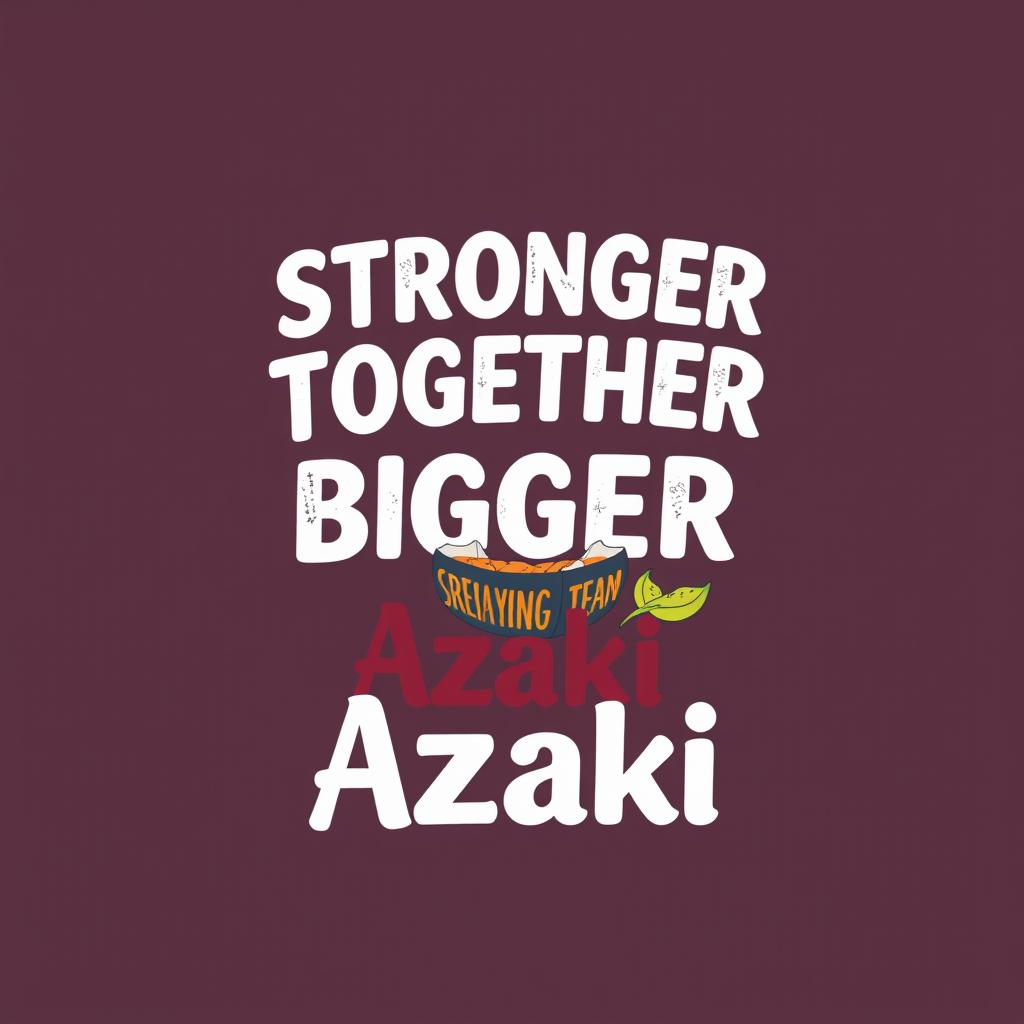 A stylish t-shirt design featuring the inspirational phrases "Stronger Together" and "Dreaming Bigger" in bold, modern typography