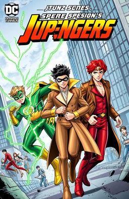 A comic book cover featuring three superhero teenagers in an action-packed scene