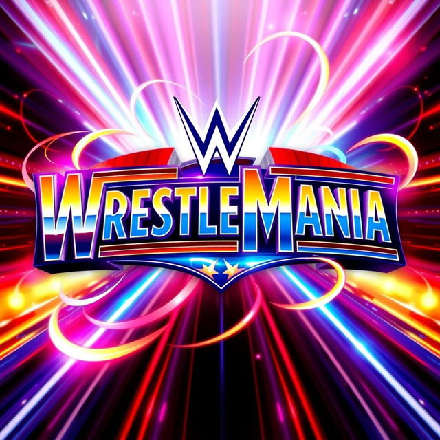 A vibrant, eye-catching design of the WrestleMania logo, featuring the iconic WWE style with bold lettering