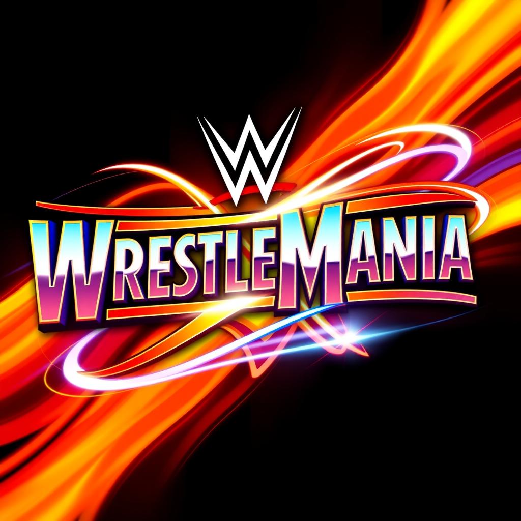 A vibrant, eye-catching design of the WrestleMania logo, featuring the iconic WWE style with bold lettering
