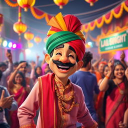 A lively scene with a character named Lal Singh Chadda, showcasing a festive atmosphere
