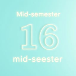 Edit and write the mid-semester marks as 16, glowing text with a clean and modern font on a soft gradient background that transitions from teal to light blue