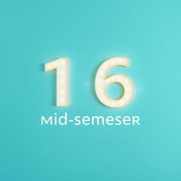 Edit and write the mid-semester marks as 16, glowing text with a clean and modern font on a soft gradient background that transitions from teal to light blue