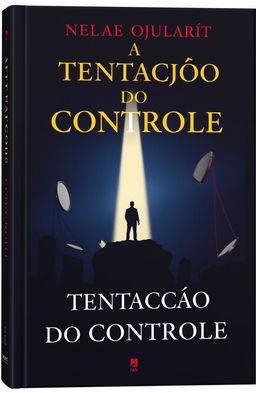 A minimalistic and impactful book cover for 'A Tentação do Controle', featuring a dark color palette with deep black and navy blue contrasted by golden and red accents symbolizing power and temptation