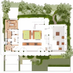 Create an east-facing house floor plan with two bedrooms, a guest room, a staircase, and perfect vastu alignment.