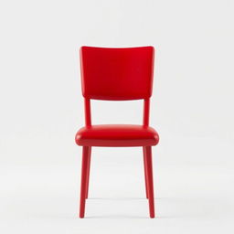 A completely red chair, sleek and modern design, with an even, shiny red finish, set against a neutral background to highlight its vivid color