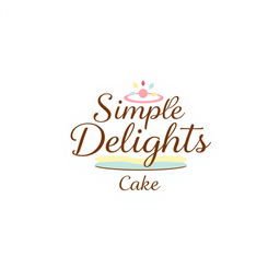 A logo design for 'Simple Delights Cake', featuring a minimalist and elegant style