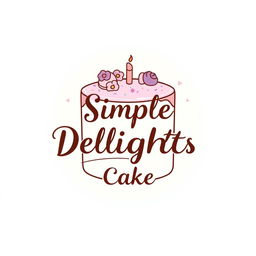 A charming and elegant logo for a cake business called "Simple Delights Cake"