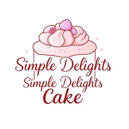 A charming and elegant logo for a cake business called "Simple Delights Cake"