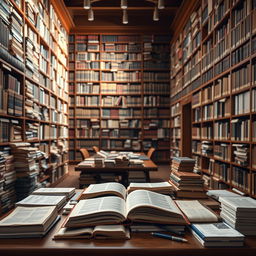 A vast and organized law firm library filled with rows of books and legal references