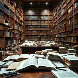 A vast and organized law firm library filled with rows of books and legal references