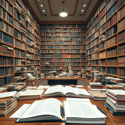 A vast and organized law firm library filled with rows of books and legal references
