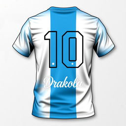 A vibrant, stylish T-shirt design featuring the national colors of Argentina, predominantly blue and white