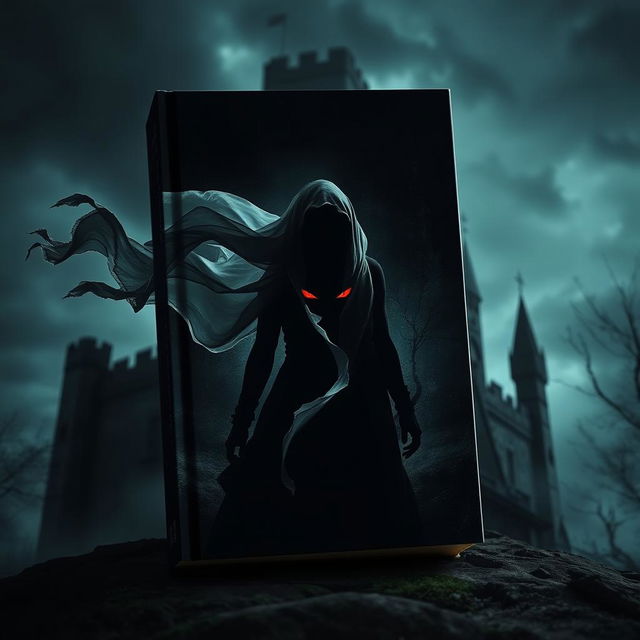 A hauntingly beautiful book cover set against a dark castle backdrop