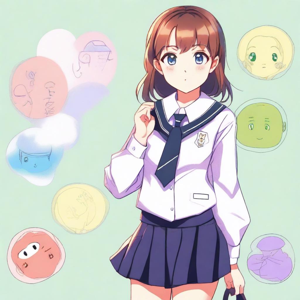 A digital art image of a teenage girl in a school uniform