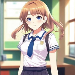 A digital art image of a teenage girl in a school uniform