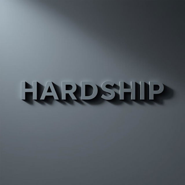 A stark, minimalist design featuring the word 'HARDSHIP' prominently displayed in bold, capital letters