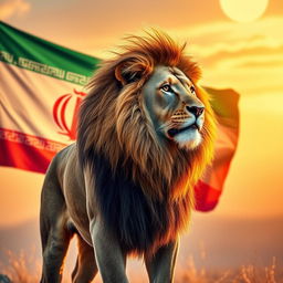 A majestic lion standing proudly with its mane flowing, showcasing strength and nobility
