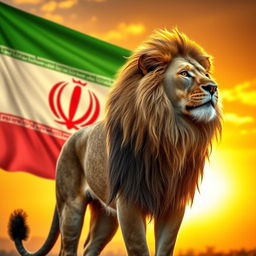 A majestic lion standing proudly with its mane flowing, showcasing strength and nobility