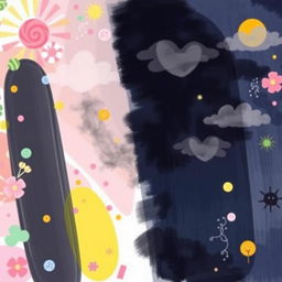 An abstract illustration showcasing a stark contrast between light and dark