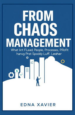 A modern, minimalist e-book cover design for 'FROM CHAOS TO MANAGEMENT: How to Lead People, Processes, and Maximize Profit' by Edna Xavier