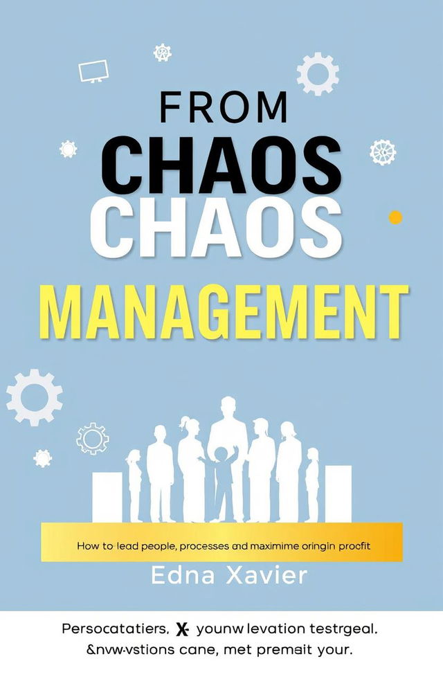 A modern, minimalist e-book cover design for 'FROM CHAOS TO MANAGEMENT: How to Lead People, Processes, and Maximize Profit' by Edna Xavier