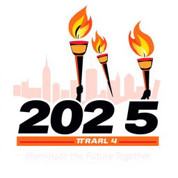 Design a visual identity for the 2025 Torch March, incorporating vibrant colors and dynamic elements that symbolize unity and hope