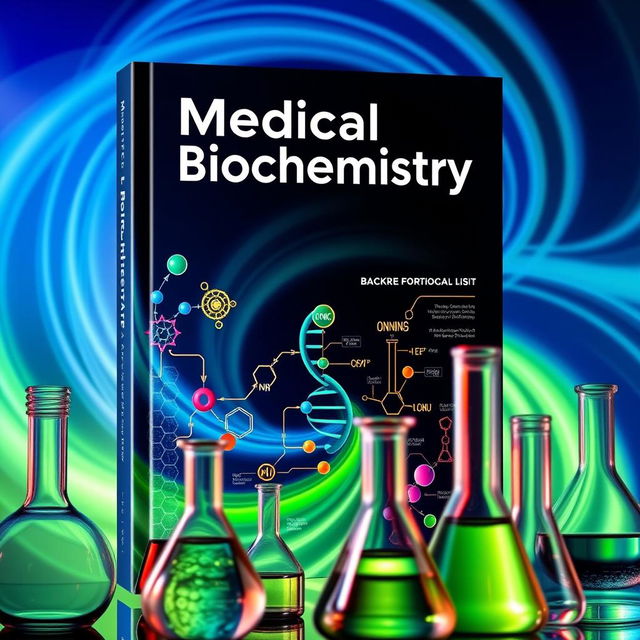 A visually appealing book cover for a Medical Biochemistry textbook