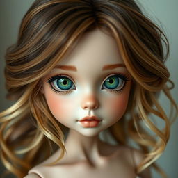 A cute girl with a blend of brown and blonde hair, styled in loose waves