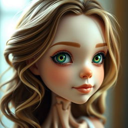 A cute girl with a blend of brown and blonde hair, styled in loose waves