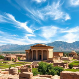 An expansive view of the ancient site of Passargad, showcasing the majestic ruins of Cyrus the Great's capital