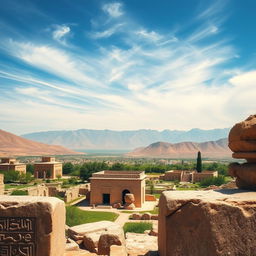 An expansive view of the ancient site of Passargad, showcasing the majestic ruins of Cyrus the Great's capital