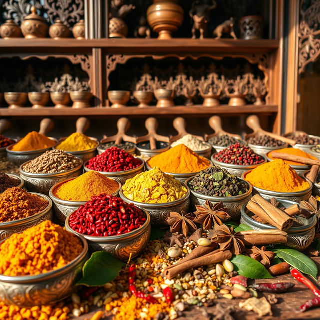 A vibrant and colorful display of various spices from Arabic, Asian, and foreign cuisines