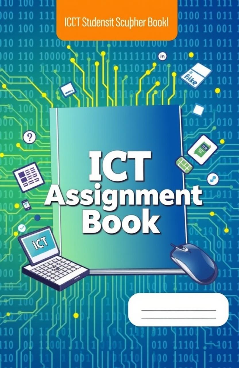 An illustration of a digital Microsoft Word assignment book, designed for ICT (Information and Communication Technology) students