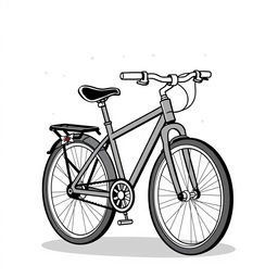 A simple black and white animation style illustration of a cross-country bike adorned for Christmas
